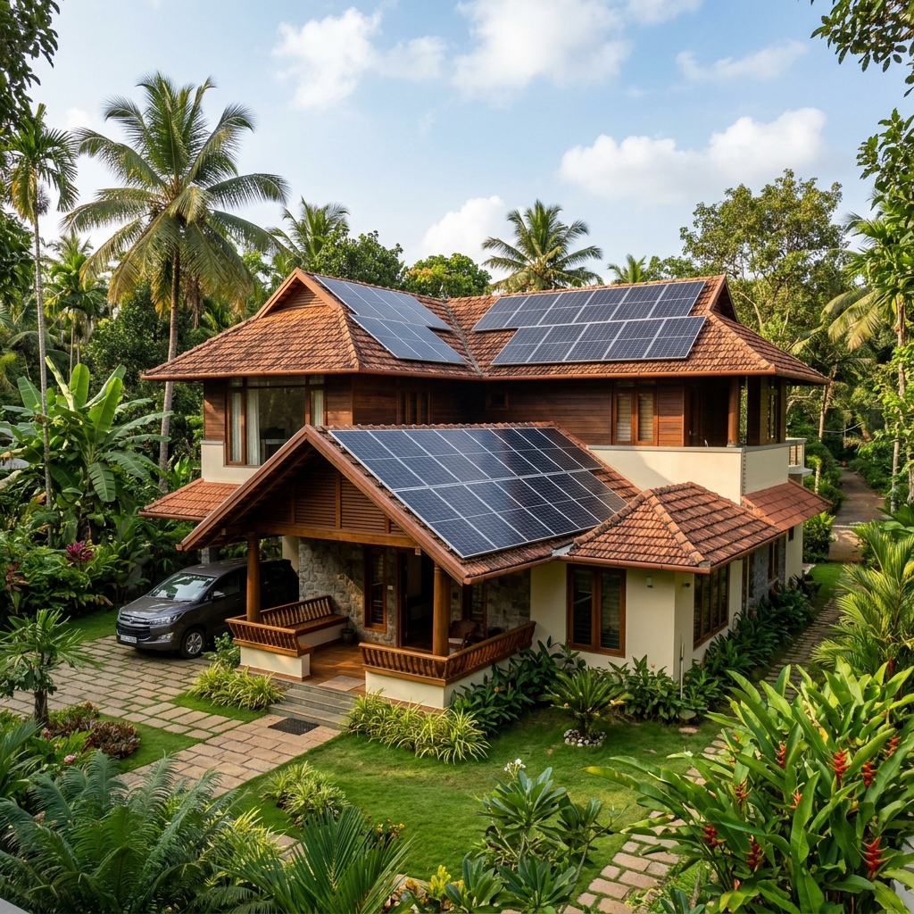 Premium Modern Kerala Home with Solar Panels