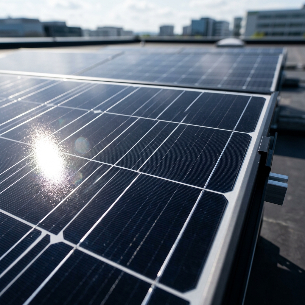 Close-up of modern solar panels